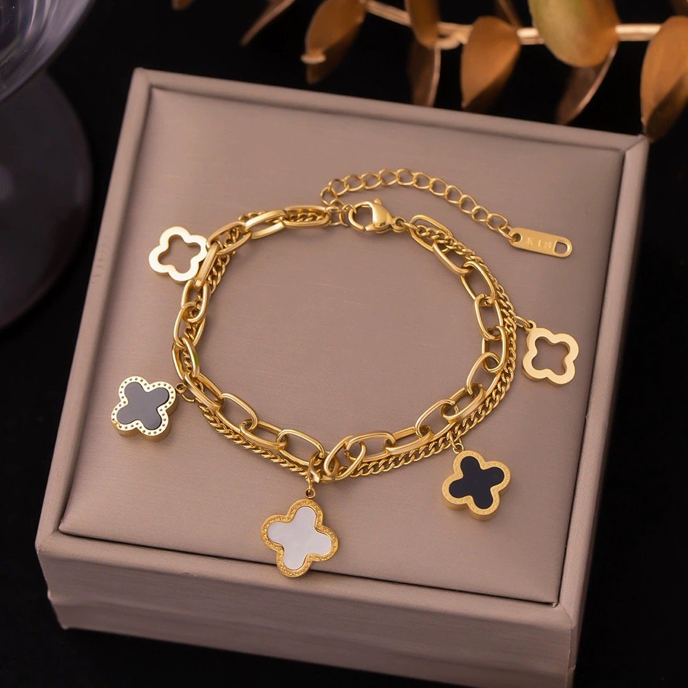 Gold-tone stainless steel chain bracelet